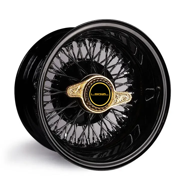 

17 18 20 22 24 26 Inch Forged Golden Gold Wire Wheel for chevrolet cadillac 5x120 5x127 5x139.7 Chrome Wire Spoke Rims