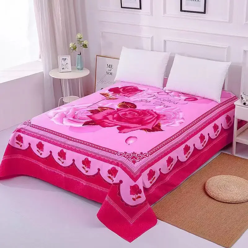 

1pc Floral Sanding Soft Wedding Bed Sheet Big Large Size 245x245cm Flat Bed Sheet Thicken Twin Bedsheet No Pillowcase