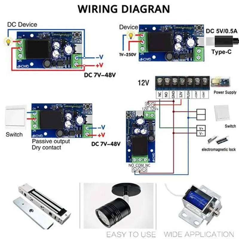 

JABS-For Ewelink Dry Contacts Smart Wifi Relay Switch DC 5V-48V Wireless Remote Control 1 Way Works With Alexa Google Home