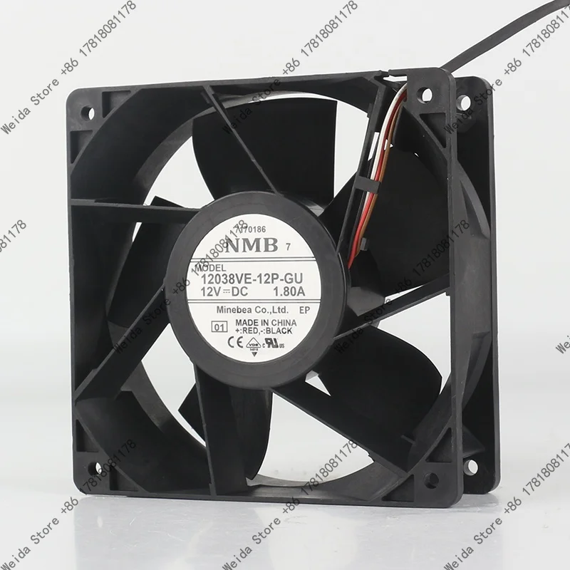 

NMB original 12038VE-12P-GU waterproof IP68 12038 5V 24V 48V DC12V 1.8A case cooling fan 4-wire
