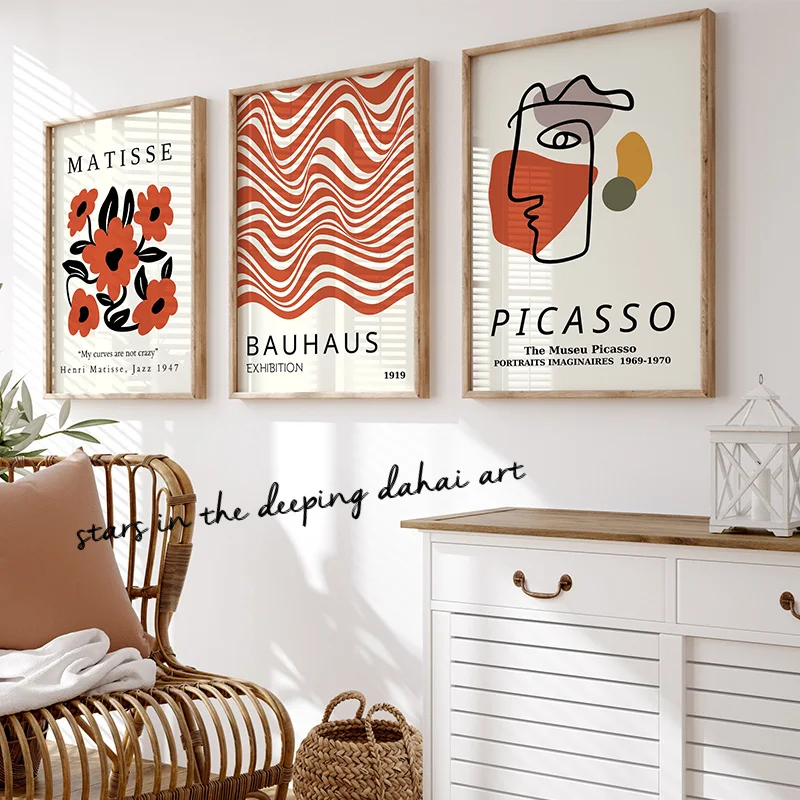 Abstract Picasso Matisse Bauhaus Modern Artworks Series Art Poster Canvas Painting Wall Print Picture for Living Room Home Decor
