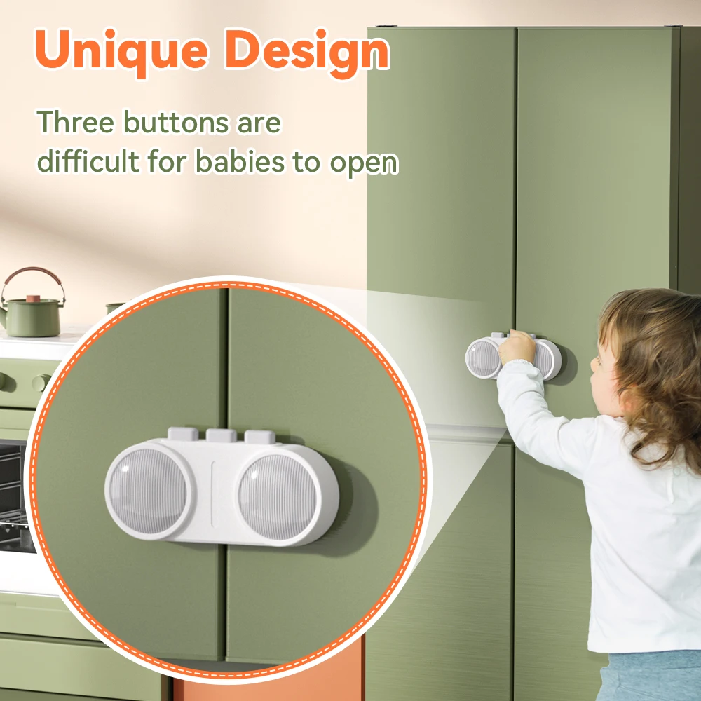 SAFELON 1 Pack Childproof French Fridge Lock ,Baby Safety Double Door Refrigerator Lock ,Cabinet Cupboard Lock for Toddlers