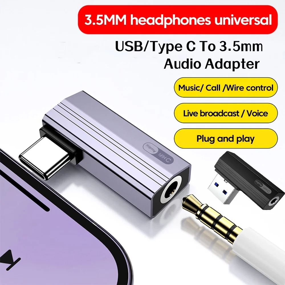 

USB Type C To 3.5mm Jack Audio Adapter USB A To 3.5mm Headphone Adapter Converter For Iphone 15 16 Samsung Xiaomi Huawei Laptop