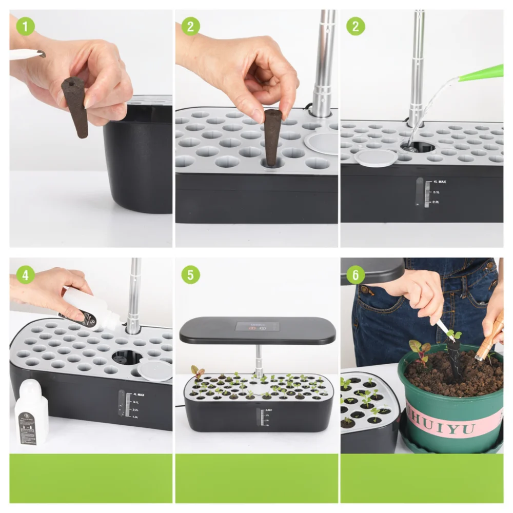 Indoor Herb Garden Kit - Hydroponische Pflanzmaschine, Intelligenter Indoor-Kräutergarten-Bausatz, Bodenloser Gemüseanbau-Kultivator,