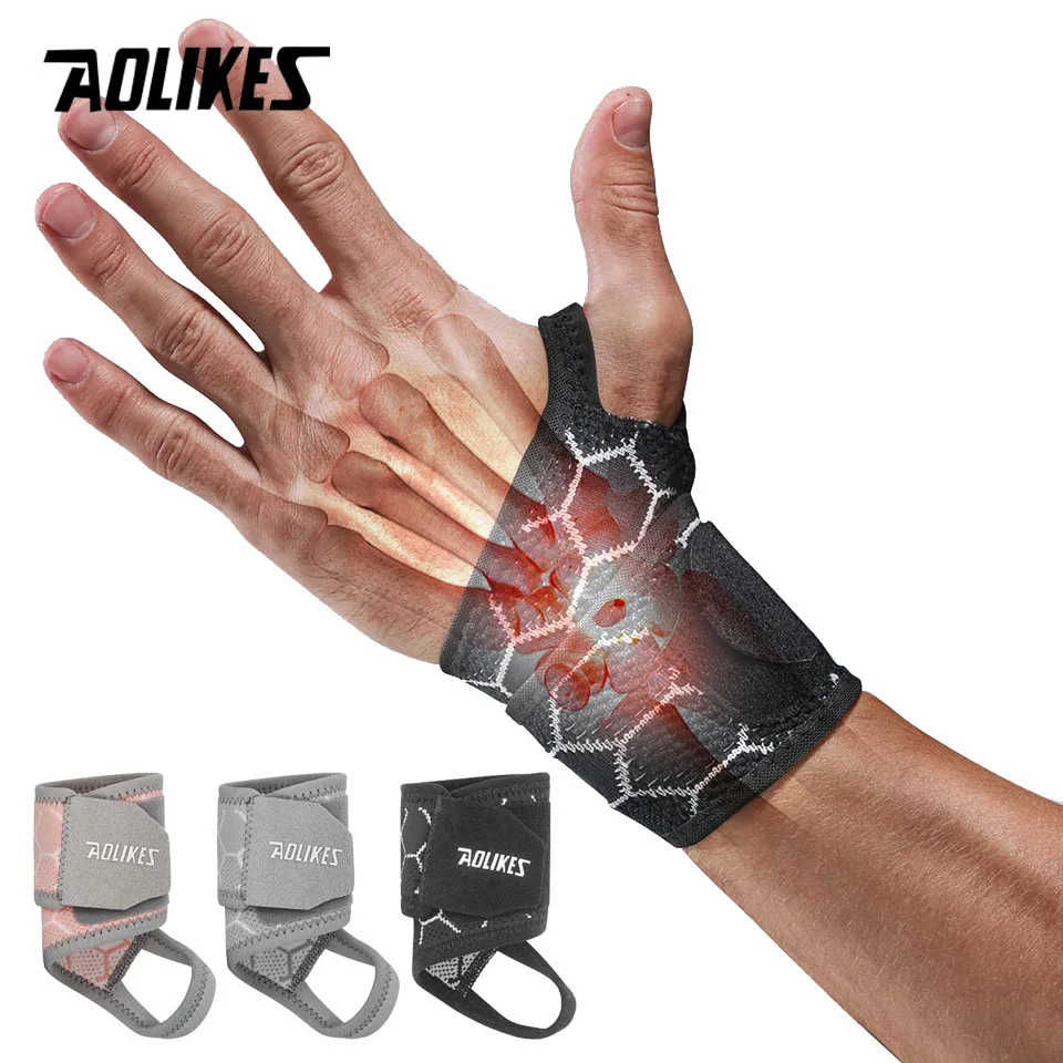 AOLIKES 1PCS Compression Wrist Brace for Carpal Tunnel Relief Light Support,Adjustable Wrist Guards Fit Right Left Hand for Work