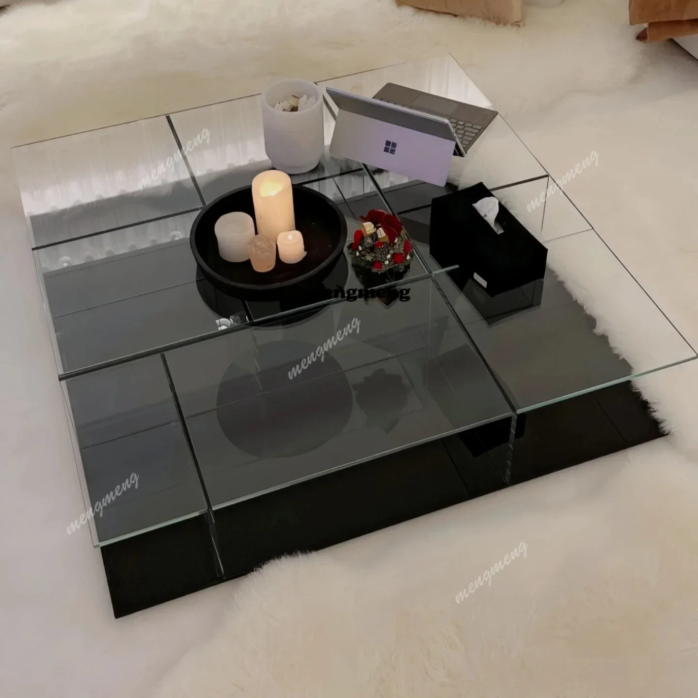Hot sales Glass coffee table Living room Home Italian minimalist designer Modern creative square tea table