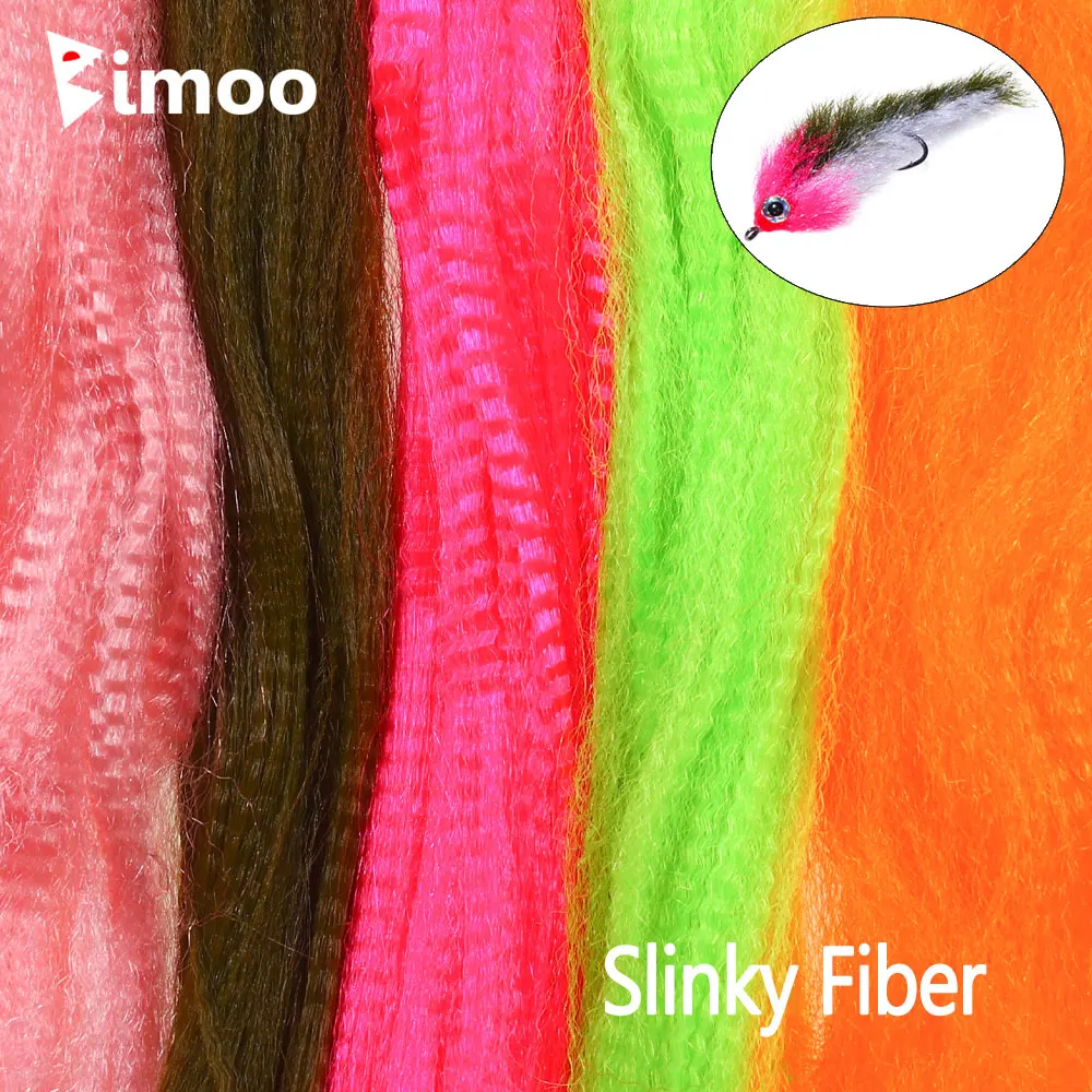 

Bimoo 2Packs Crimped kinky Fiber Long Shimmer Synthetic Hair Saltwater Streamer Bait Fish Fly Tying Material Bucktail Jig Lures