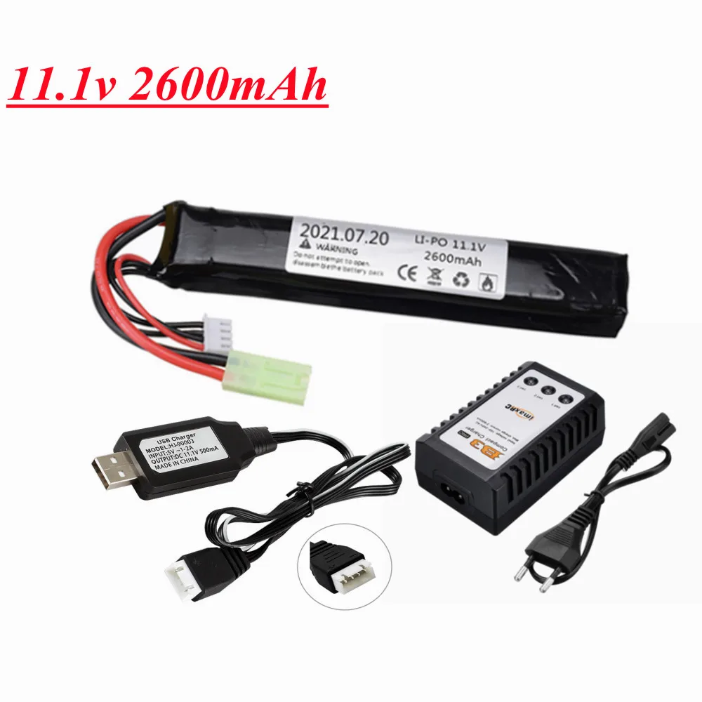 

Water Guns 2600mAh 11.1V 3s Lipo Battery for Mini Airsoft BB Air Pistol Electric Toys Guns Parts Upgraded 2200mah 11.1v battery