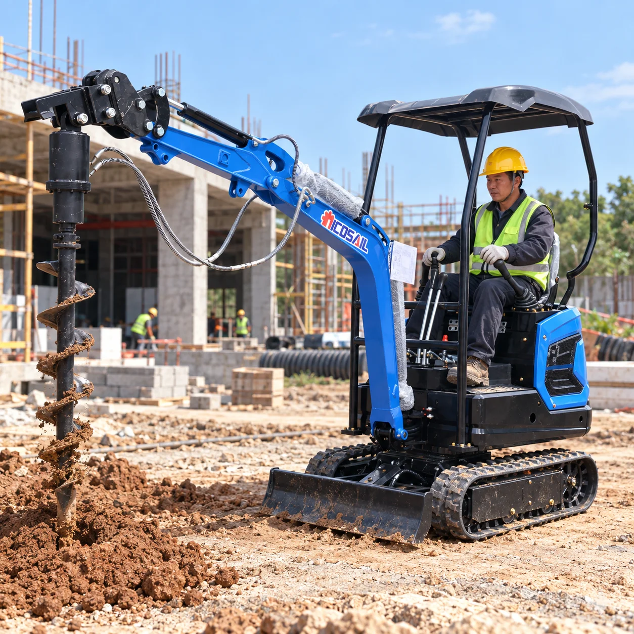 NICOSAIL Tracked Mini Excavator 933mm Compact Width Poland Stock for Greenhouse, Stable and Property Maintenance