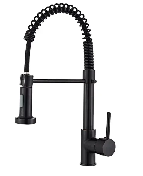 All-copper American black antique kitchen faucet Hot and cold sink telescopic universal spring basin sink faucet