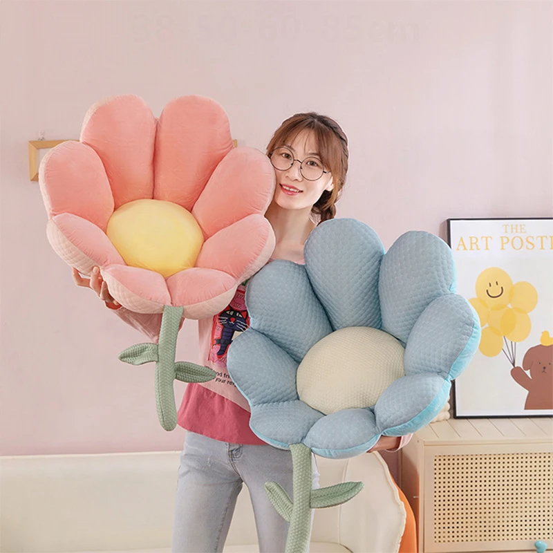 

Kawaii Plush Plaything Filled Doll Cute Stuffed Animal For Kids Birthday Gift Soft Floral Ice Silk Sitting Cushion Office Home S