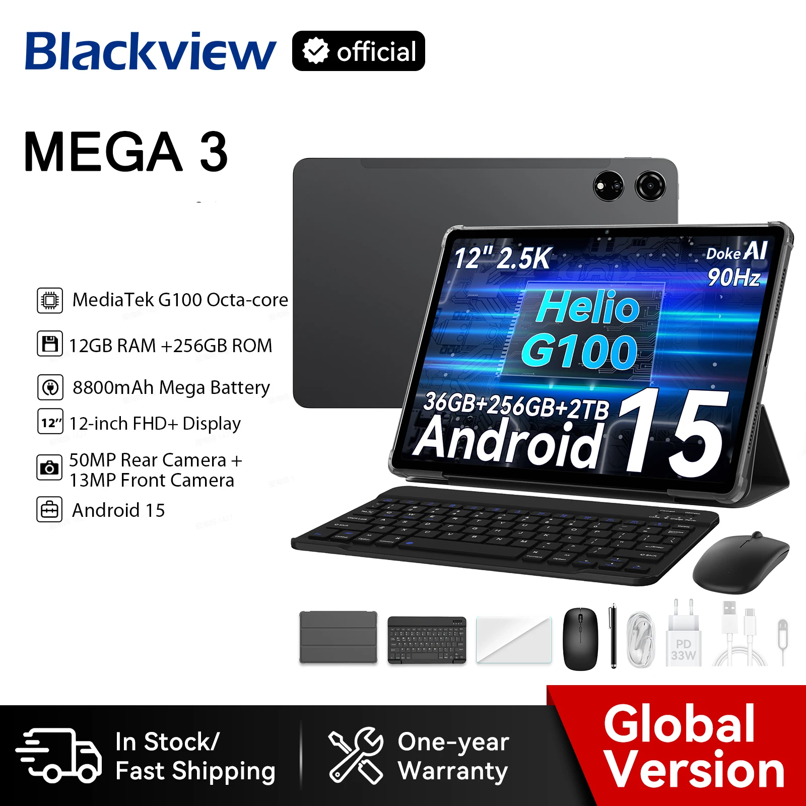 Blackview MEGA 3 タブレット 12.1インチ 256GB Blackview MEGA 3 12.1 Tablet 12GB 256GB 8800mAh