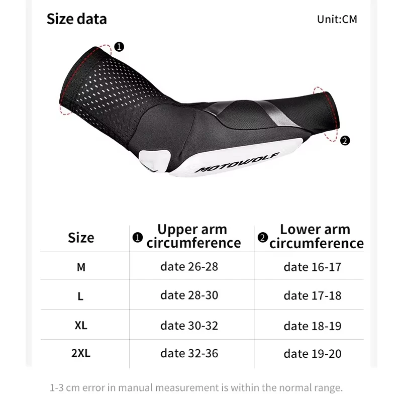 MOTOWOLF Motorcycle Elbow Pads CE Certified Arm Guards Impact Resistant Breathable Anti Slip Protector Dirt Bike Motocross MTB