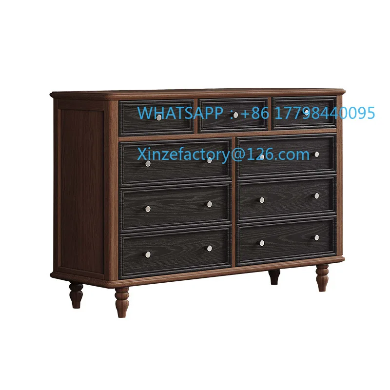 

Customizable Antique Solid Wood Chest French Living Room Wall Nine Bucket Storage Cabinet Bedroom Bedside Multi-functional