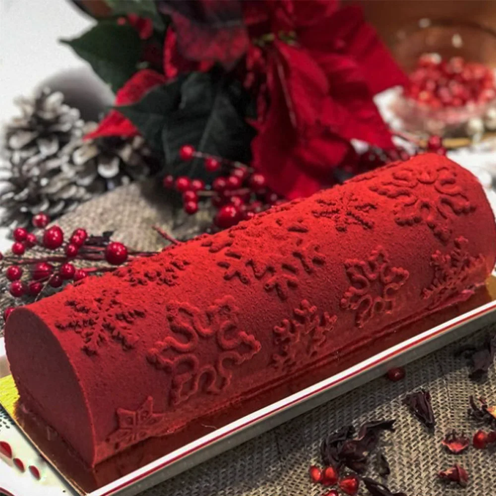 3D Christmas Snowflake Lace Mat Baking Pan Silicone Sugar Fondant Cake Embossed Mold Decorating Tool Embossing Mat Cake Border