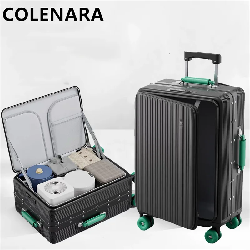 

COLENARA 20"24"26"28 Inch New Luggage PC Boarding Box Aluminum Frame Trolley Case Large Capacity Cart Type Travel Bag Suitcase