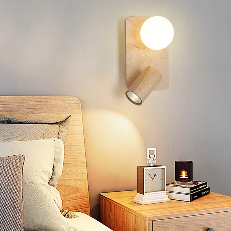 Up Down Rotate LED Wall Light Fixtures Bedroom Aisle Balcony Modern Yellow Travertine Stone Creative Stair Light Fixture Lampara
