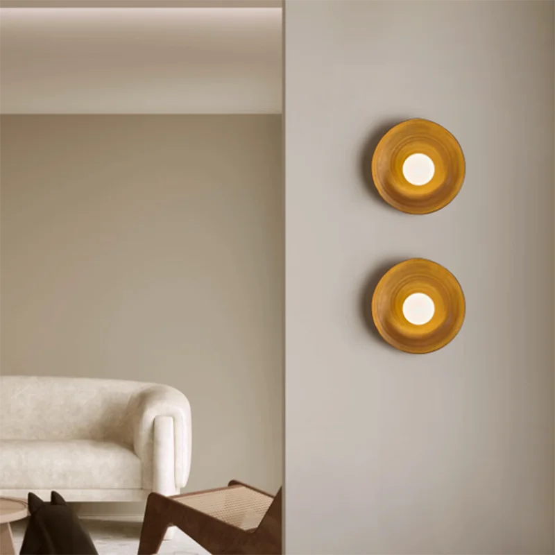 

Frosted wood color Japanese indoor wall nightlight, resin does not contain light bulbs, suitable for European French home.