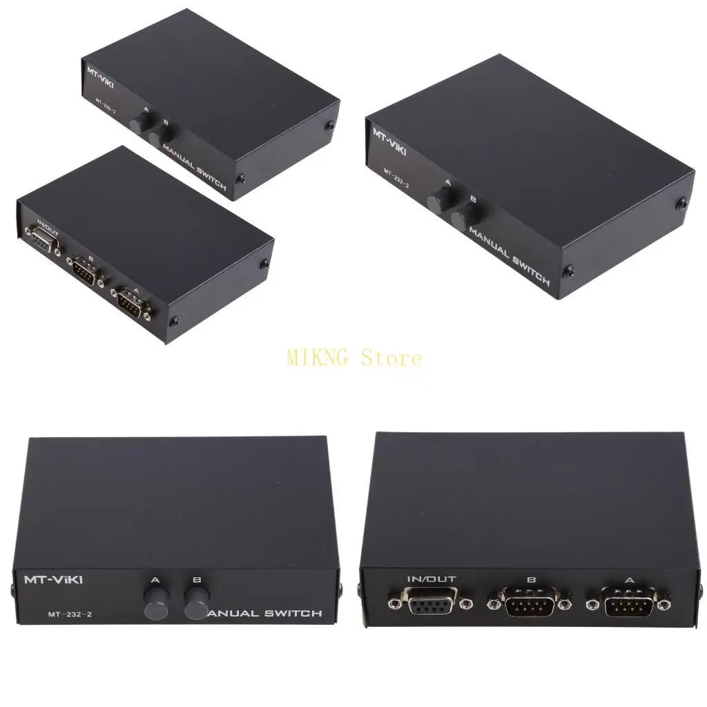 DB9 Pin Serial RS232 Switch Box Manual Button for PC Sharing to Serial Device best sale