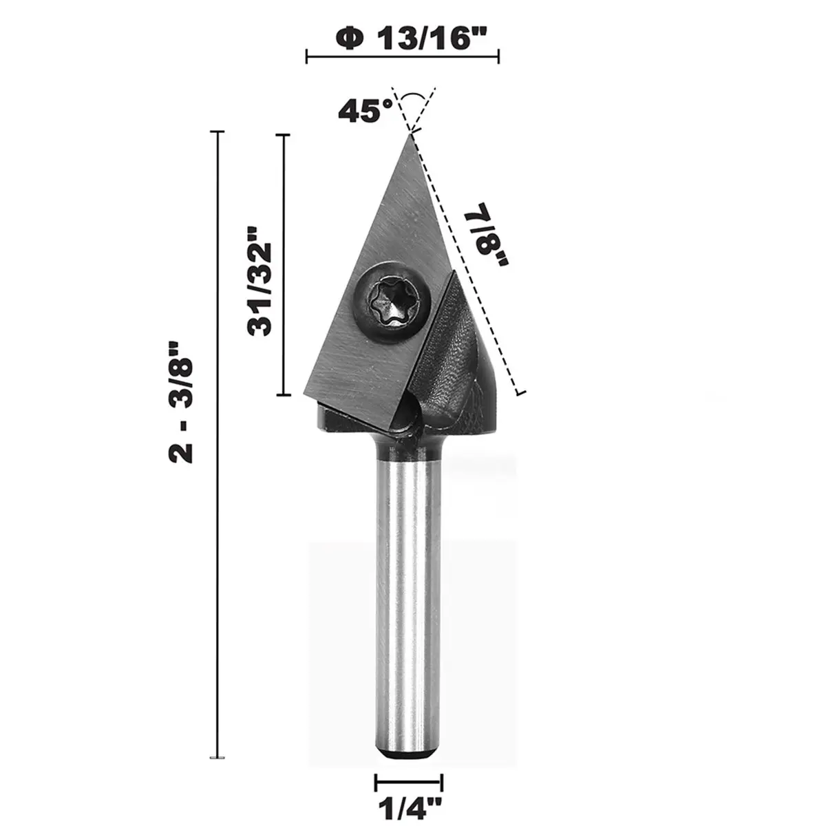 

45 Degree V-Shaped Router Bit, Carbide Flute End Mills for Woodworking,6.35mm Shank