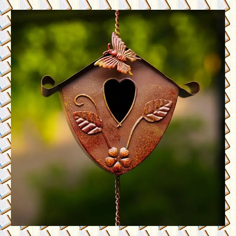 

A14M Gold Bird Houses Rain Chain For Heavy Rain, Functional & Decorative Replacement Downspout Chain For Outside Rainchain