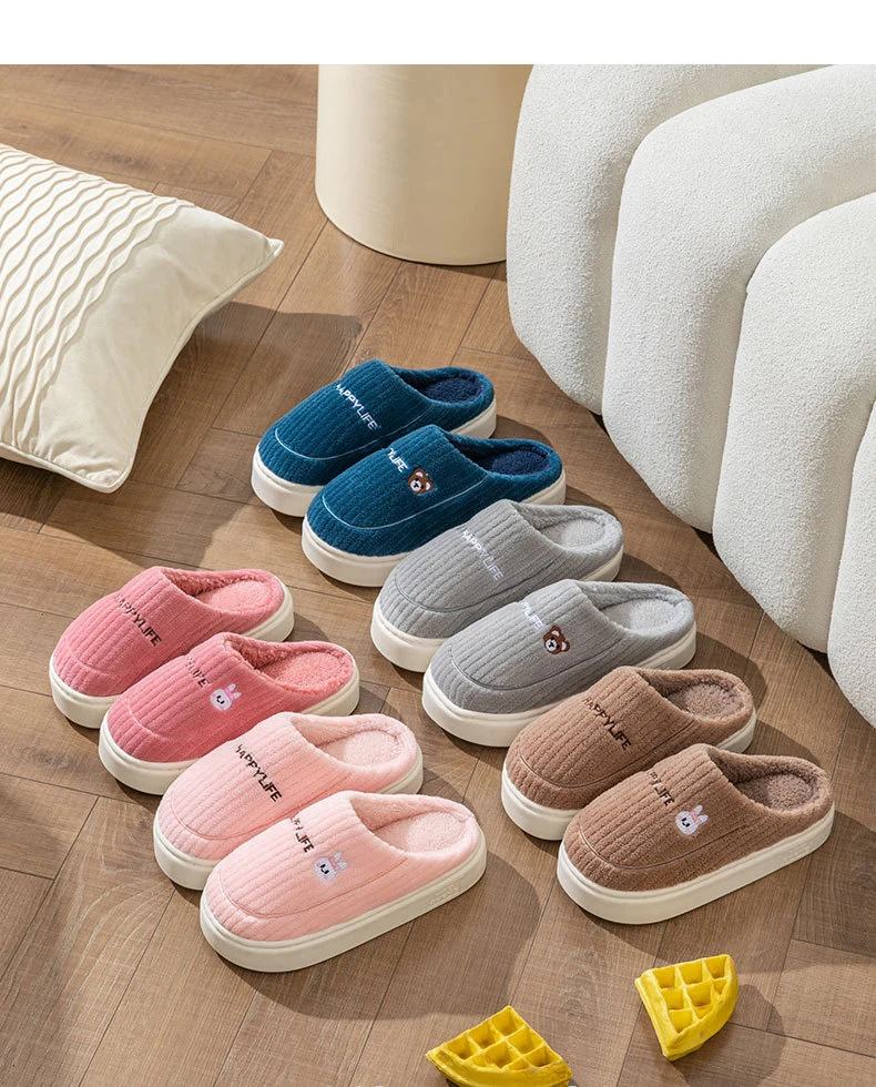 Winter-Plüsch-Hausschuhe für Damen und Herren – Paar-Hausschuhe mit dicker Sohle, warme, mit Fleece gefütterte Innenrutschen mit rutschfester Sohle – Detail 11