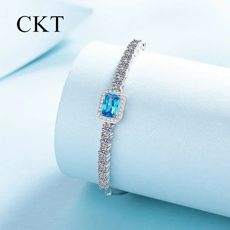 18K putih emas desainer Platinum PT950 rantai tangan membuat GRA 2,4 ct D warna asli Moissanite gelang untuk wanita elegan berkilau