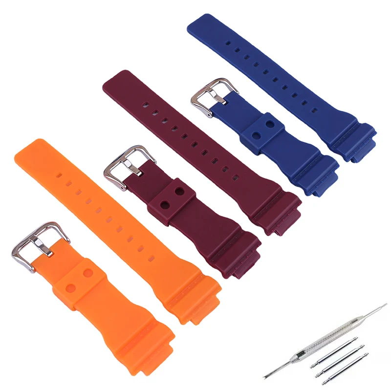 16 мм мужской полимерный ремешок для часов, аксессуары, совместимые с Casio GBA-800 GBD-800, женский резиновый спортивный браслет с пряжкой