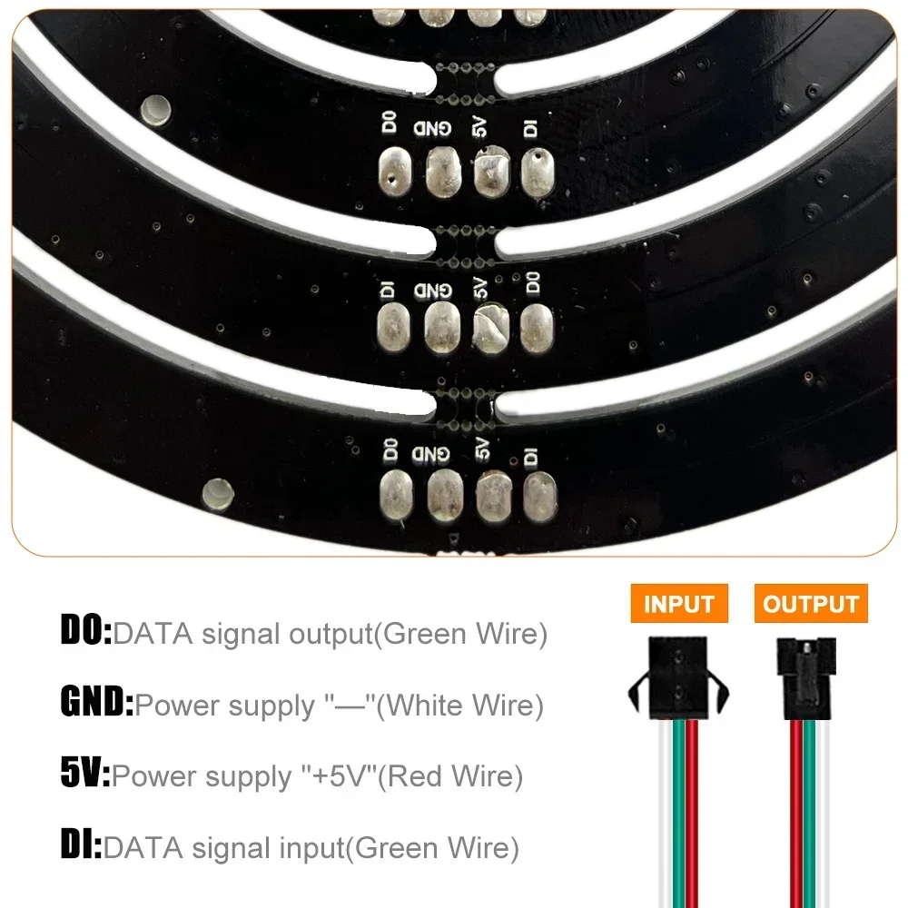 DC5V WS2812B LED Pixel Ring 60/93/241Leds WS2812 RGB Round Modules Built-in Individually Addressable Smart IC White Black PCB