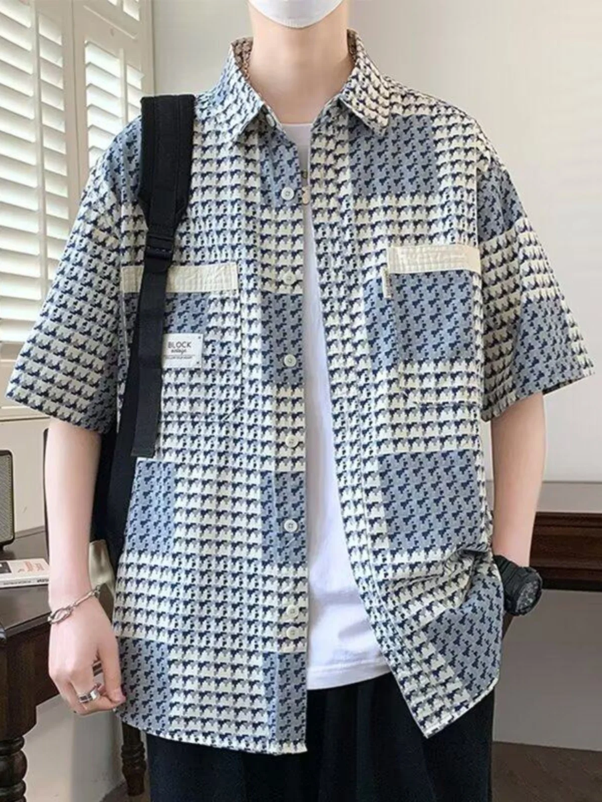 

Teenage Japanese Sle Plaid ort Sve Casual irt Men's Summer Trendy Brand Seven Sve Turn-down Collar irt Leisure ...