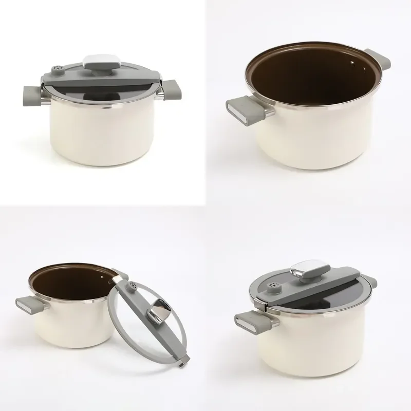 for 26cm 7L Iron Pressure Cooking Pot with Tempered Glass Lid Enamel Micro Pressure Cooker Suitable for Gas and Induction