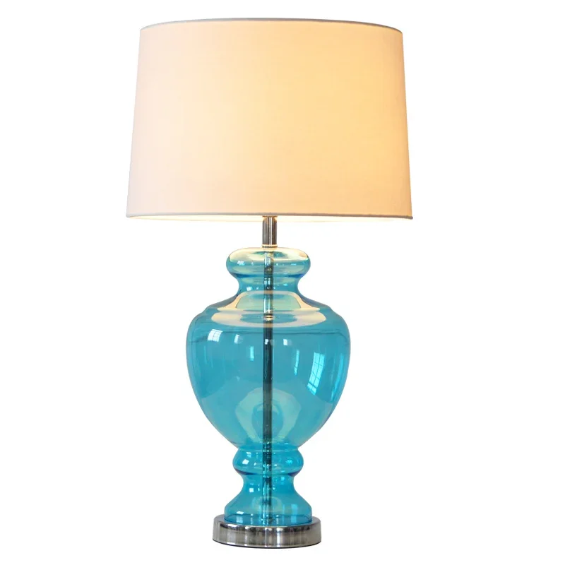 

Modern creative blue Mediterranean table lamp bedside lamp living room bedroom hotel clubhouse custom remote control table lamp