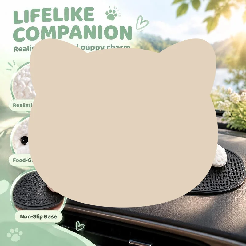 Lifelike Bichon Frise Car Dashboard Ornament Soft Squeeze Toy Silicone Pet Themed Interior Decoration For Desk And Tabletop