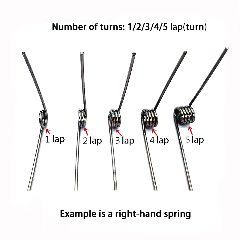 Left Rotation Spring Wire Diameter 1.2mm Left Torsion Spring Return and Reset V-shaped Spring Laps1/2/3/4/5lap 304SUS 5PCS