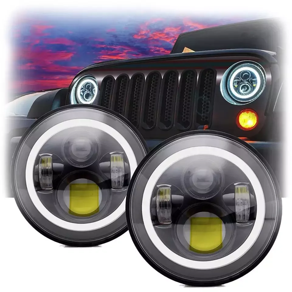 

For hummer h2 accessories 7 inch headlight led car headlights For jeep wrangler jk parts 7'' motorcycle led headlight