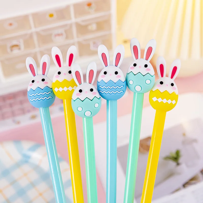 12 Pcs Wholesale Easter Egg Rabbit Cute Gel Pens Set Student Christmas Prizes and Gifts At The End of June 1st