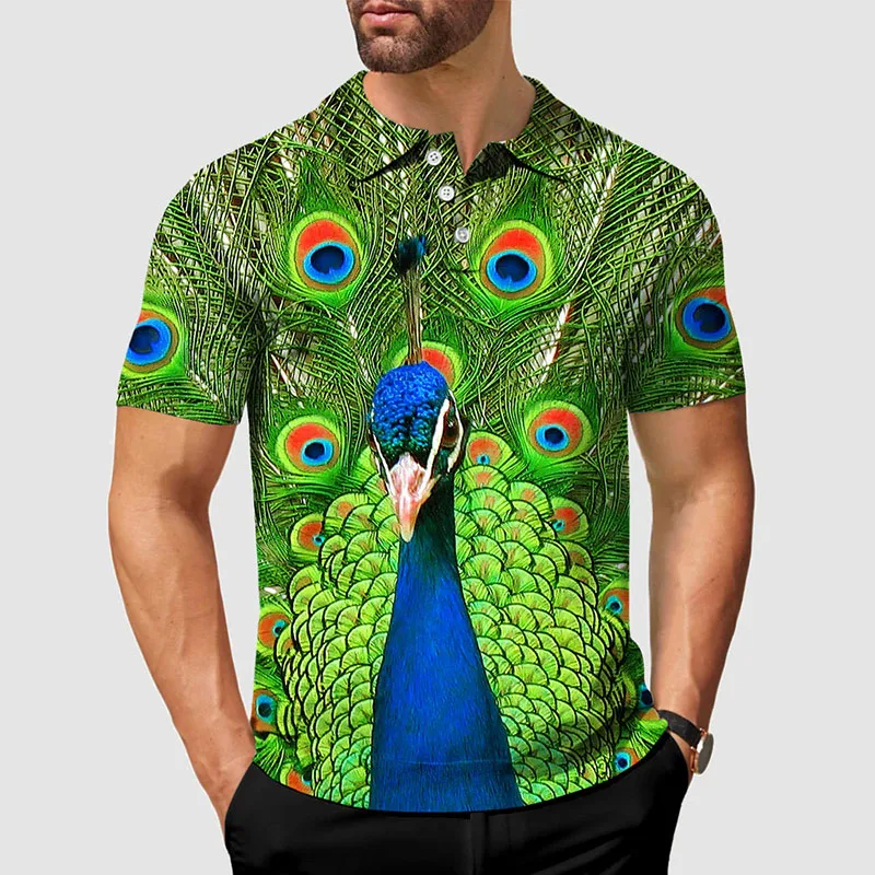 Animal 3D Print Polo Shirt Men's Clothing Funny Street Colorful Pattern Golf Shirts Harajuku Fashion Shark Dinosaur Graphic Top