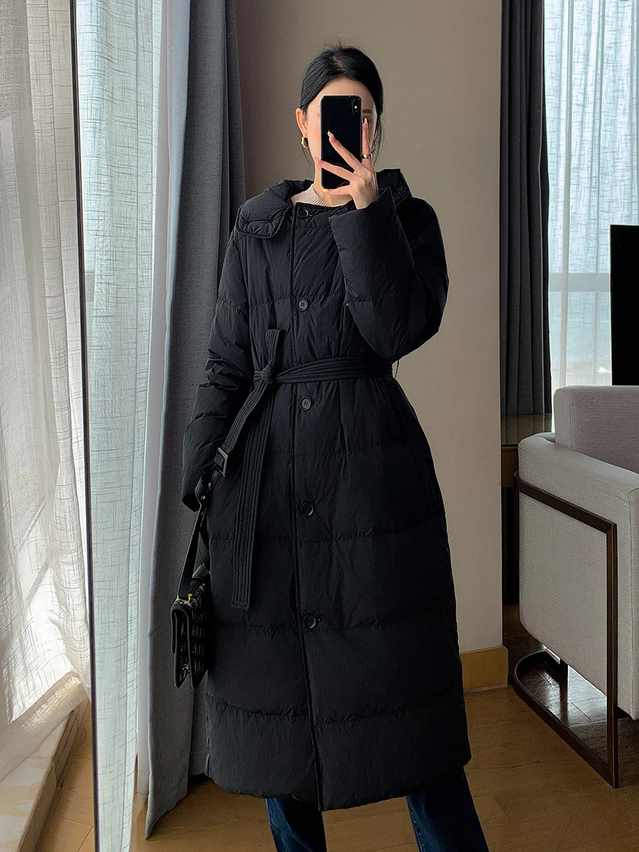Winter Fashion New Women's Down Jacket Commuting Loose White Duck Down Hooded Windproof Parkas