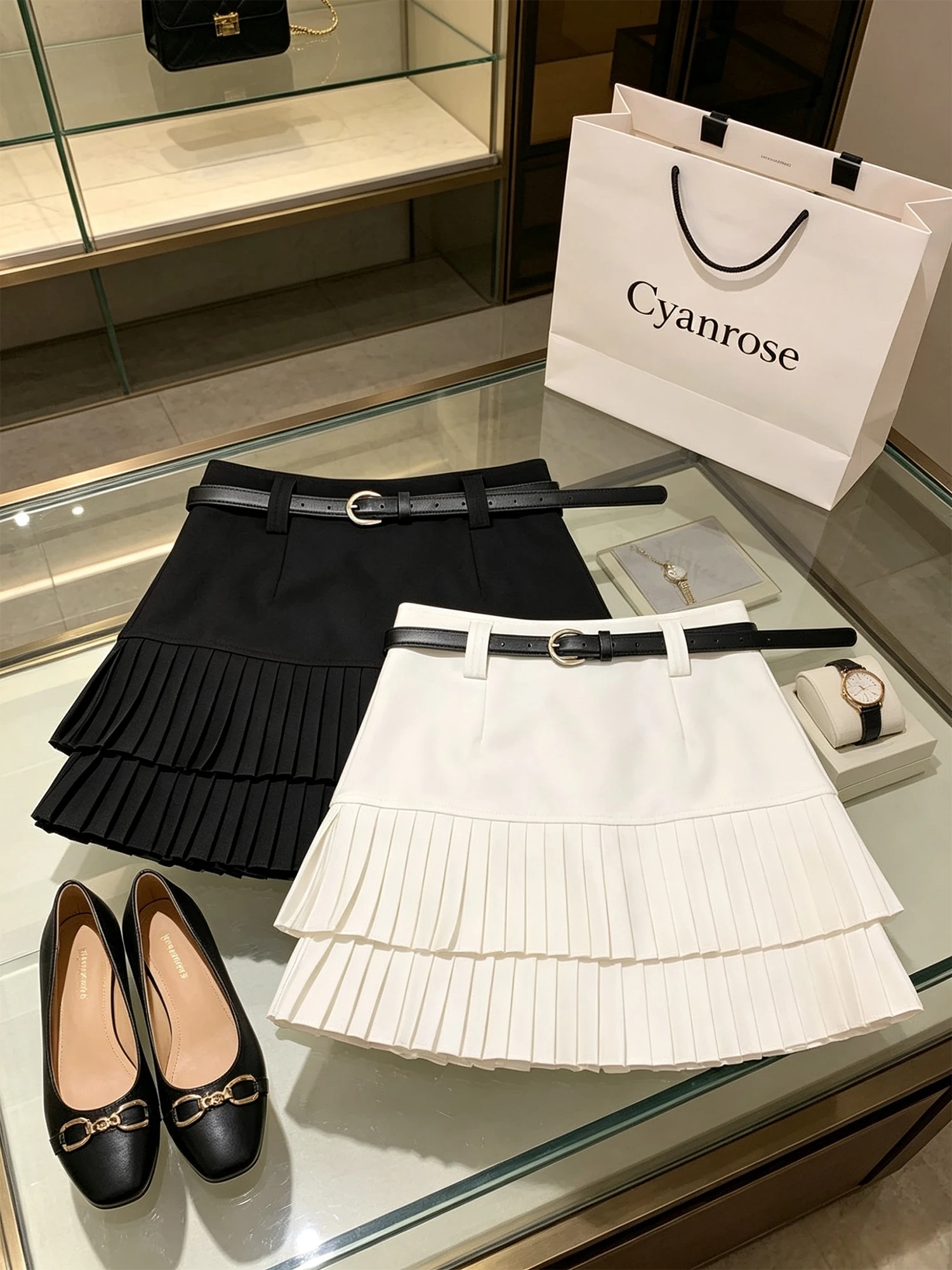 Women's White Pleated Skirt Y2K Gyaru Vintage Harajuku Korean Style Mini Skirts High Waist A-Line Skirt for Women Summer 2026