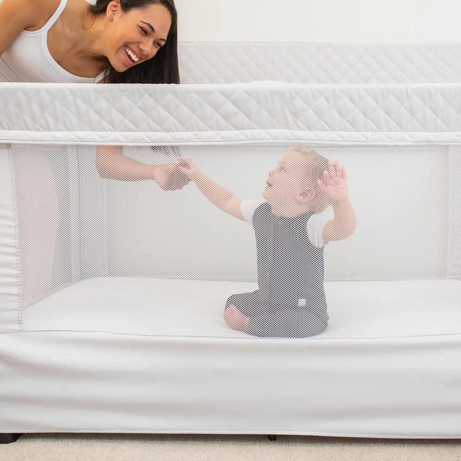 Playard | Breathable Mesh Baby Crib | Tool-Free Assembly Baby Bed | Driftwood Grey