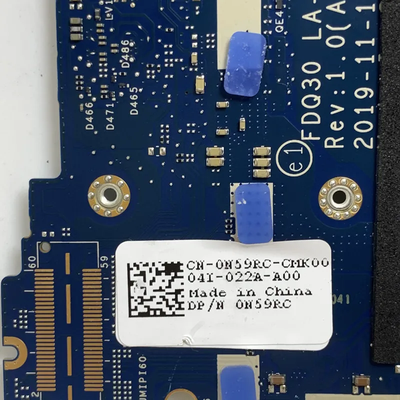 

For Dell 9300 Laptop Motherboard CN-0N59RC 0N59RC N59RC With SRGKL I5-1035G1 CPU Mainboard FDQ30 LA-H811P 100% Fully Tested Good