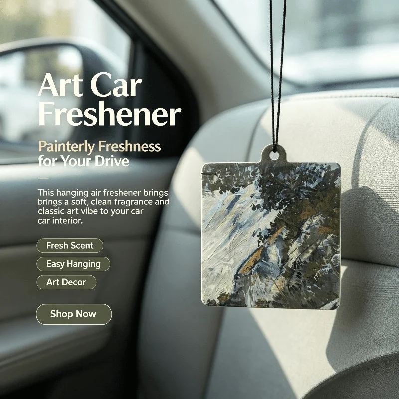 Car Air Freshener Vintage Oil Painting Landscape Hanging Scent Card for Car Interior Decor Rearview Mirror Ornament Gift
