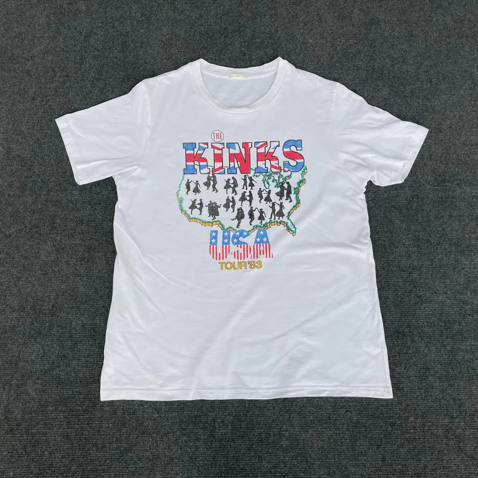 Vintage The Kinks State of Confusion Y2K Tour T shirt vintage Washed homme Versatile Unisex Soft Casual designer clothes