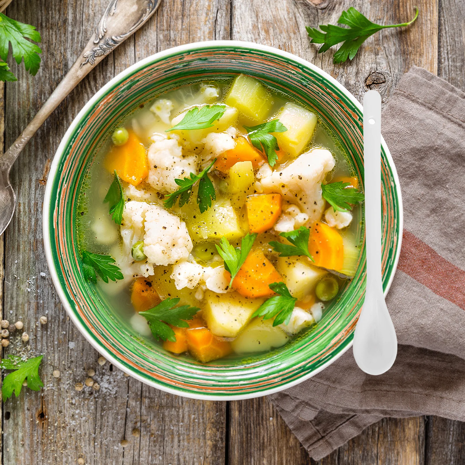 

5Pcs Porcelain Soup Spoons Large Size Reusable Long Handle Tableware for Home Restaurant Chinese Soup Spoon Porcelain Spoons