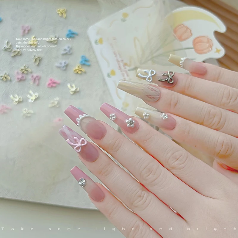 10 قطعة ربطة القوس فيونكة سبيكة ملونة ثلاثية الأبعاد الجوف خارج مسمار السحر مانيكير فن الديكور Diy بها بنفسك المواد اكسسوارات هدية