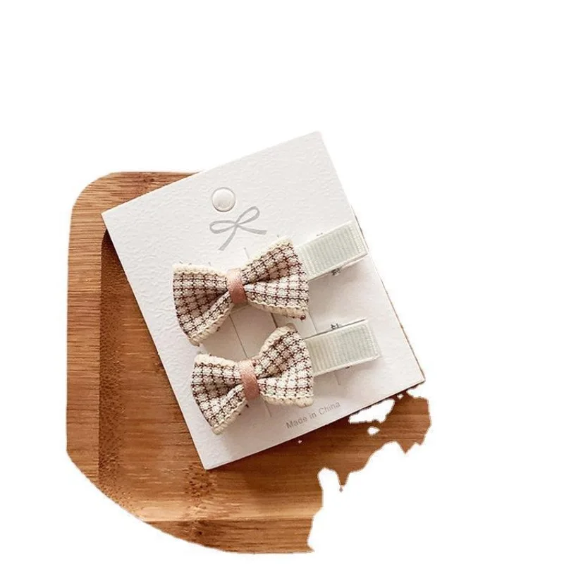 

2PC Korean Cute Fabric Hair Bows Set - Girls' Bangs Hair Clips for Toddlers & Kids