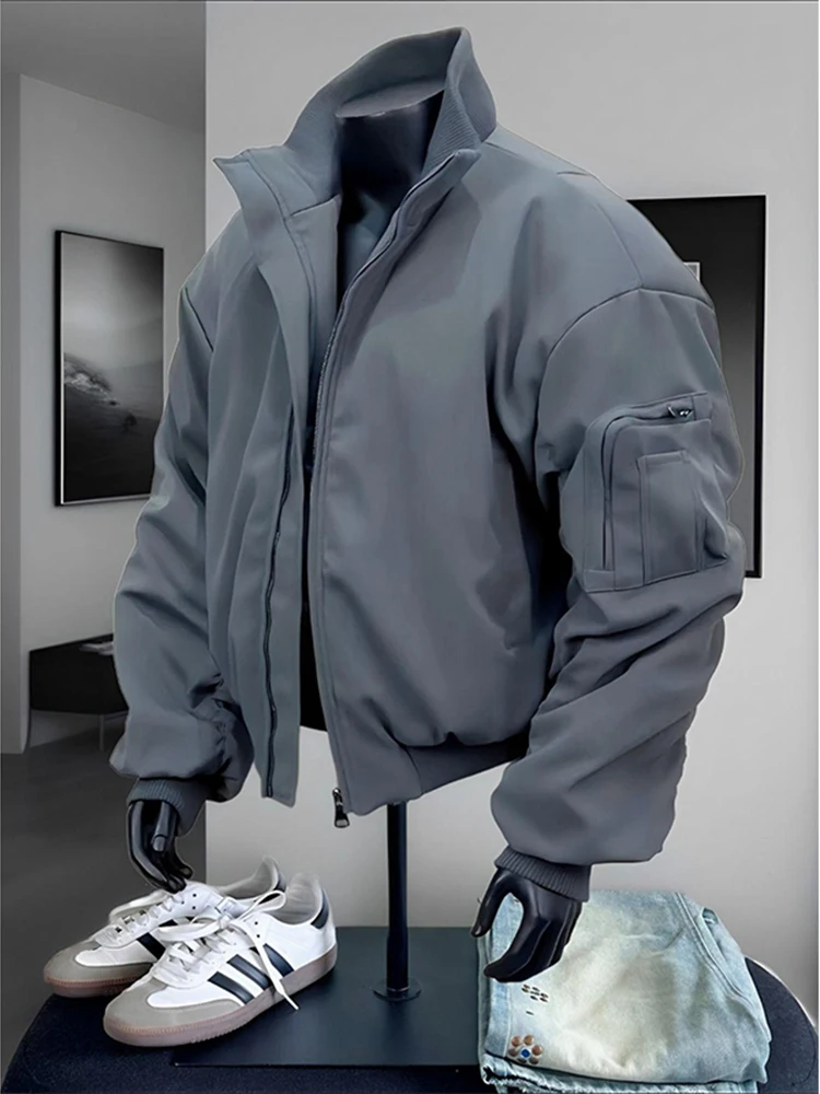 

ey Flight Jaet Cotton Workwear Men's Winter Loose Fit ort Sle Baseball Coat American Stand Collar Cotton Padded Jaet