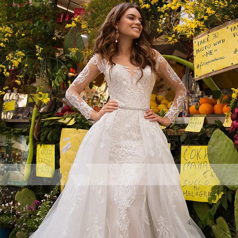 Vestidos de casamento com apliques de renda, vestidos de noiva requintados, decote querido, festa formal, vintage, 2024, 2023