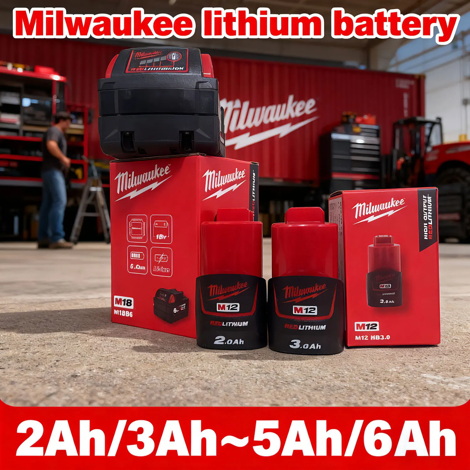 Baterie Milwaukee M12/M18 12V pro elektrické nářadí, lithiová, 48-11-2411 48-11-1860 1850 1840 mil-12a lim B6 2Ah/3Ah-5Ah/6Ah, dobíjecí - náhled 6