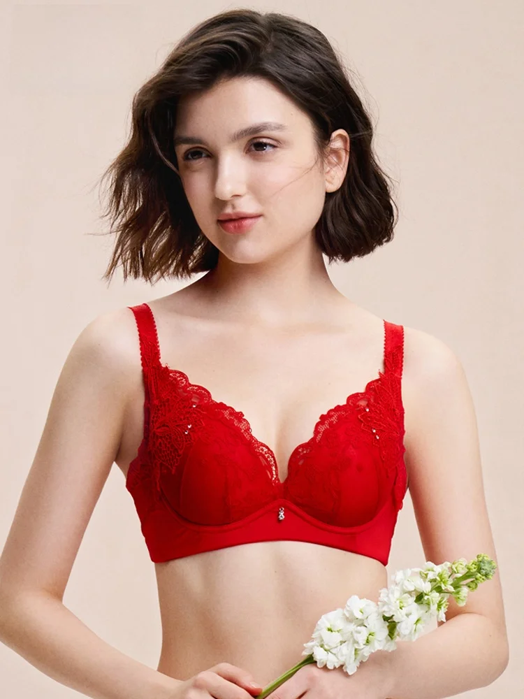 bralette-de-encaje-rojo-sexy-eve's-show-con-copas-finas-de-silicona-ropa-interior-juvenil-fruncida-para-mujer-forro-de-algodon-tirantes-de-nailon